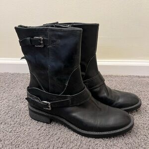 Enzo Angiolini Womens Boots Moto Combat Easaharia Black Leather Size 9 M